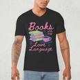 Retro Books Are My Love Language Valentine Book Lovers Men's V-Neck T-Shirt Retro Books Are My Love Language Valentine Book Lovers Men's V-Neck T-Shirt