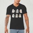 Retro Ghost Reading Books Halloween Bookish Ghost Bookworm Men's V-Neck T-Shirt Retro Ghost Reading Books Halloween Bookish Ghost Bookworm Men's V-Neck T-Shirt