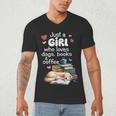 Retro Just A Girl Who Love Dogs Books And Coffee Bookworm Men's V-Neck T-Shirt