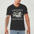 Retro Libraries Are For Everyone Racoon Reading Book Lover Men's V-Neck T-Shirt Retro Libraries Are For Everyone Racoon Reading Book Lover Men's V-Neck T-Shirt