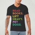 Retro Read Books Lift Heavy Pet Dogs Gym Book Lover Men's V-Neck T-Shirt