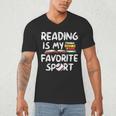 Retro Reading Is My Favorite Sport Baseball World Book Day Men's V-Neck T-Shirt Retro Reading Is My Favorite Sport Baseball World Book Day Men's V-Neck T-Shirt