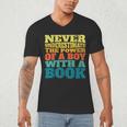 Retro Never Underestimate The Power Of a Boy With a Book Men's V-Neck T-Shirt Retro Never Underestimate The Power Of a Boy With a Book Men's V-Neck T-Shirt