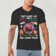 School Secretary Read Books And Know Things Flowers Flamingo Men's V-Neck T-Shirt