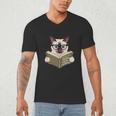 Siamese Cat Reading Book How To Train Your Human Humorous Men's V-Neck T-Shirt Siamese Cat Reading Book How To Train Your Human Humorous Men's V-Neck T-Shirt