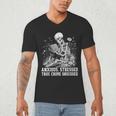 Skeleton Reading Book Anxious Stressed True Crime Obsessed Men's V-Neck T-Shirt Skeleton Reading Book Anxious Stressed True Crime Obsessed Men's V-Neck T-Shirt