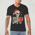 Skeleton Reading Book Christmas Teacher Librarian Book Lover Men's V-Neck T-Shirt Skeleton Reading Book Christmas Teacher Librarian Book Lover Men's V-Neck T-Shirt