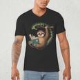 Sloth Reading a Book Lazy Sloth Bookworm Men's V-Neck T-Shirt Sloth Reading a Book Lazy Sloth Bookworm Men's V-Neck T-Shirt