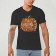 Smart Book Pumpkin Retro Fall Teacher Reading Halloween Men's V-Neck T-Shirt Smart Book Pumpkin Retro Fall Teacher Reading Halloween Men's V-Neck T-Shirt