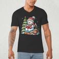 Snowman Reading Book Lovers Christmas Librarian Bookworm Men's V-Neck T-Shirt