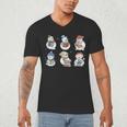 Snowman Reading Book Santa Christmas Bookish Teacher Men's V-Neck T-Shirt