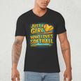 Softball Just A Girl Comic Book Style Graphic For Teens Men's V-Neck T-Shirt Softball Just A Girl Comic Book Style Graphic For Teens Men's V-Neck T-Shirt