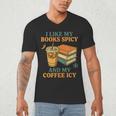 Spicy Books And Iced Coffee Book Lover Smut Reader Men's V-Neck T-Shirt