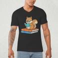 Squirrel Reading Book Glasses Bookworm Librarian Men's V-Neck T-Shirt Squirrel Reading Book Glasses Bookworm Librarian Men's V-Neck T-Shirt