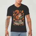 Squirrel Reading Book Lovers Fall Leaves Library Books Men's V-Neck T-Shirt Squirrel Reading Book Lovers Fall Leaves Library Books Men's V-Neck T-Shirt