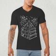 Stack Of Books And Dragons Bookworm Fantasy Books Lover Men's V-Neck T-Shirt Stack Of Books And Dragons Bookworm Fantasy Books Lover Men's V-Neck T-Shirt