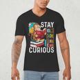 Stay Curious Monkey Reading Book Lover Bookworm Men's V-Neck T-Shirt