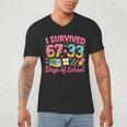 Survived 67 Days Of School Ice Cream Drip Apple Pencil Book Men's V-Neck T-Shirt