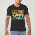 I Survived Reading Banned Books Read Librarian Men Women Men's V-Neck T-Shirt I Survived Reading Banned Books Read Librarian Men Women Men's V-Neck T-Shirt