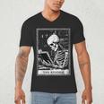 Tarot Card Shirt The Reader Tarot Skeleton Reading Book Men's V-Neck T-Shirt Tarot Card Shirt The Reader Tarot Skeleton Reading Book Men's V-Neck T-Shirt