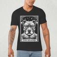 Tarot Card Vintage Pit Bull Pittie Dog Book Lover The Reader Men's V-Neck T-Shirt
