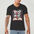 Teach Inspire Grow Everyday Read Your Heart Out Valentine Book-Themed Small Men's V-Neck T-Shirt