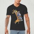 Teacher Shirt Giraffe Holding Books Bookworm Librarian Men's V-Neck T-Shirt Teacher Shirt Giraffe Holding Books Bookworm Librarian Men's V-Neck T-Shirt
