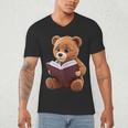 Teddy Bear Reading a Book Men's V-Neck T-Shirt
