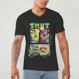 Teenage Mutant Ninja Turtles Retro Neon Comic Book Panels Men's V-Neck T-Shirt