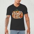 Thanksgiving Fall Books Pumpkins Vintage Library Teacher Kid Men's V-Neck T-Shirt Thanksgiving Fall Books Pumpkins Vintage Library Teacher Kid Men's V-Neck T-Shirt