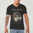 Tired Moms Book Club Dark Floral Coffee Skeleton Men's V-Neck T-Shirt