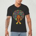 History Month Afro Women Book Lover Librarian Teacher Men's V-Neck T-Shirt