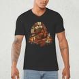 Turkey Reading Books Fall Season Thanksgiving Teacher Book Men's V-Neck T-Shirt Turkey Reading Books Fall Season Thanksgiving Teacher Book Men's V-Neck T-Shirt