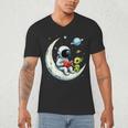 UFO Alien Astronaut Reading Book In Space Men's V-Neck T-Shirt UFO Alien Astronaut Reading Book In Space Men's V-Neck T-Shirt