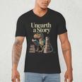 Unearth A Story Dinosaur Reading a Library Book Men's V-Neck T-Shirt Unearth A Story Dinosaur Reading a Library Book Men's V-Neck T-Shirt