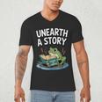 Unearth a Story Frog Reading a Book Summer 2026 Men's V-Neck T-Shirt Unearth a Story Frog Reading a Book Summer 2026 Men's V-Neck T-Shirt