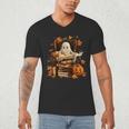 Vintage Ghost Book Reading Pumpkin Gothic Halloween Teachers Men's V-Neck T-Shirt Vintage Ghost Book Reading Pumpkin Gothic Halloween Teachers Men's V-Neck T-Shirt