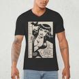 Vintage Vampire Bat Vampire Pin Up Girl Horror Comic Book Men's V-Neck T-Shirt