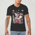Watercolor Butterfly Fairy Read Book Library Fantasy Novel Men's V-Neck T-Shirt