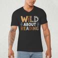 Wild About Reading Animal Bookworm Library Book Lover Reader Men's V-Neck T-Shirt
