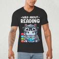 Wild About Reading Book Lover Hippo Men's V-Neck T-Shirt