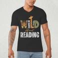 Wild About Reading Books Animal Theme Bookworm Library Day Men's V-Neck T-Shirt Wild About Reading Books Animal Theme Bookworm Library Day Men's V-Neck T-Shirt