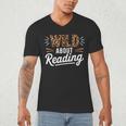 Wild About Reading Books Reader Lover Bookworm Leopard Print Men's V-Neck T-Shirt Wild About Reading Books Reader Lover Bookworm Leopard Print Men's V-Neck T-Shirt