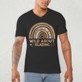 Wild About Reading Books Reader Lover Bookworm Librarian Men's V-Neck T-Shirt