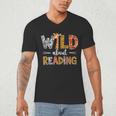 Wild About Reading Books Reader Teachers Kids Librarian Men's V-Neck T-Shirt