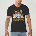 Wild About Reading Cute Animal Book Lover Kids Men's V-Neck T-Shirt Wild About Reading Cute Animal Book Lover Kids Men's V-Neck T-Shirt
