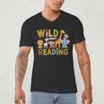 Wild About Reading Kid Love Wild Animal Books Back To School Men's V-Neck T-Shirt Wild About Reading Kid Love Wild Animal Books Back To School Men's V-Neck T-Shirt