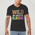 Wild About Reading Library Day Reading Books & Bookworm Men's V-Neck T-Shirt