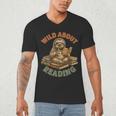 Wild About Reading Sloth Coffee Teacher Book Lover Men's V-Neck T-Shirt Wild About Reading Sloth Coffee Teacher Book Lover Men's V-Neck T-Shirt