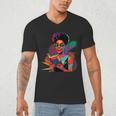 Woman Reading Book Lover Geometric Girl Afro History Men's V-Neck T-Shirt